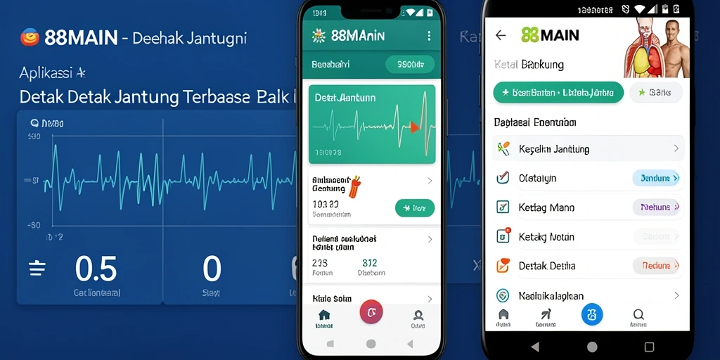 Antarmuka aplikasi 88MAIN yang menampilkan pengukuran detak jantung.