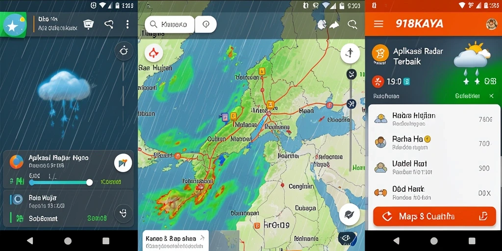 Antarmuka pengguna 918KAYA menampilkan informasi Radar Hujan secara jelas.