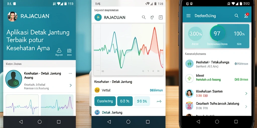 Antarmuka aplikasi RAJACUAN menunjukkan fungsi pemantauan detak jantung.