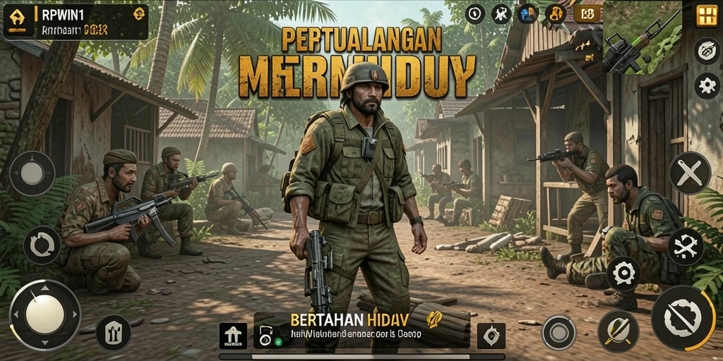 Antarmuka penggunaan RPWIN1 saat menjelajahi dunia bertahan hidup.
