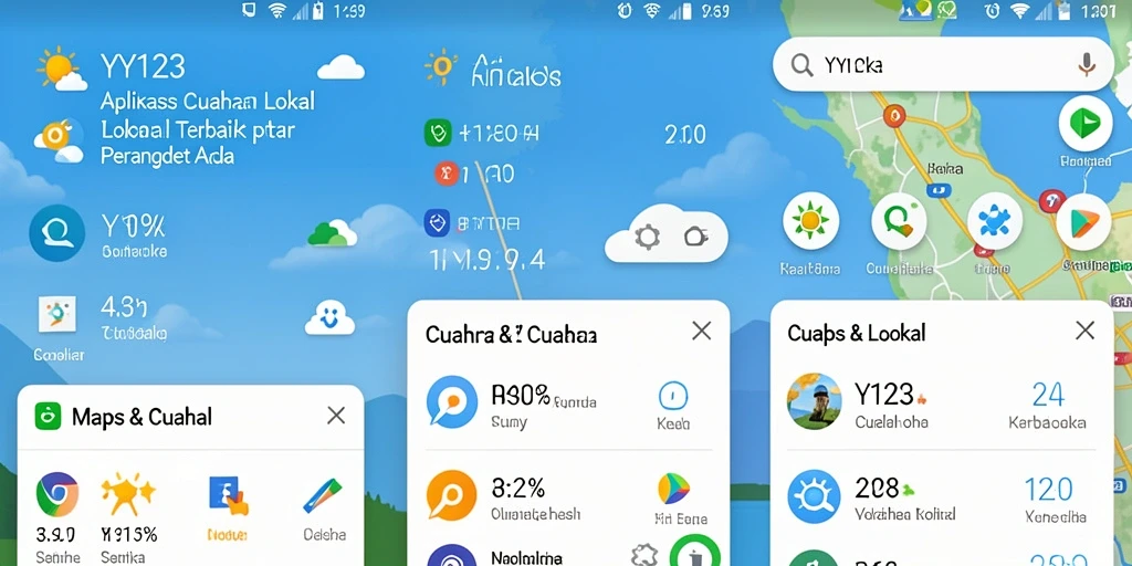 Antarmuka YY123 menampilkan informasi cuaca dengan jelas dan menarik.